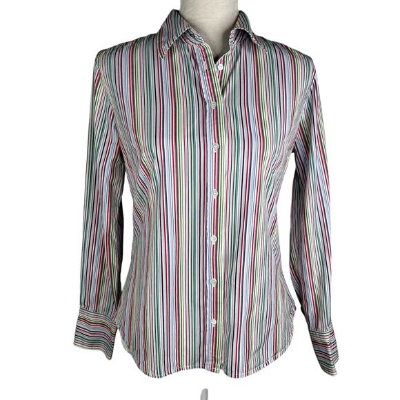 J Crew Vintage Button Down Rainbow Stripes Medium - Picture 1 of 13